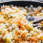 fried rice on black pan