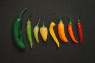 orange and green chili peppers